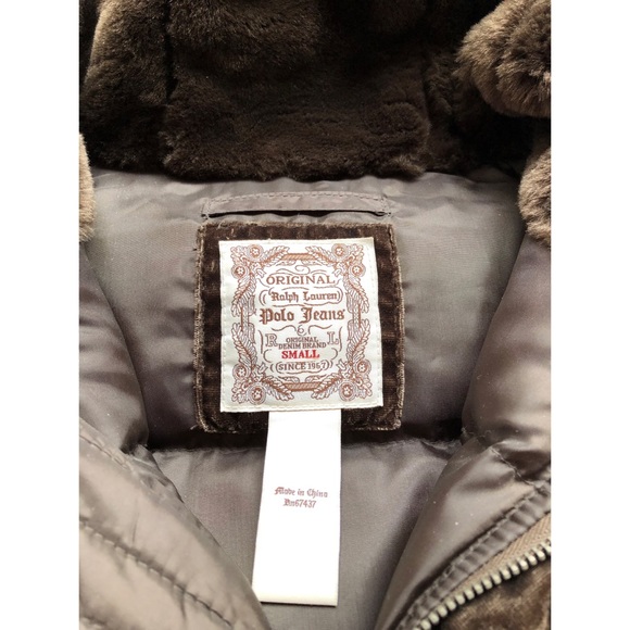 Ralph Lauren Polo Jeans Brown Puffer Coat, Size Small - Picture 7 of 10